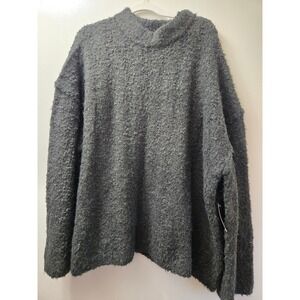 Topshop Charcoal Gray Textured Mock Neck Oversized Sweater Size S